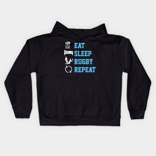 Eat sleep rugby repeat shirts from Ricaso Kids Hoodie